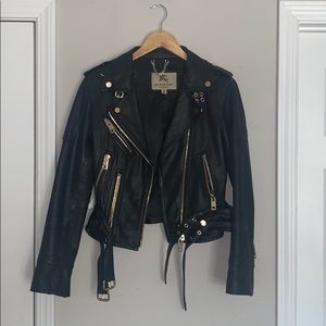 BLACK MOTO LEATHER, GOLD DETAILING